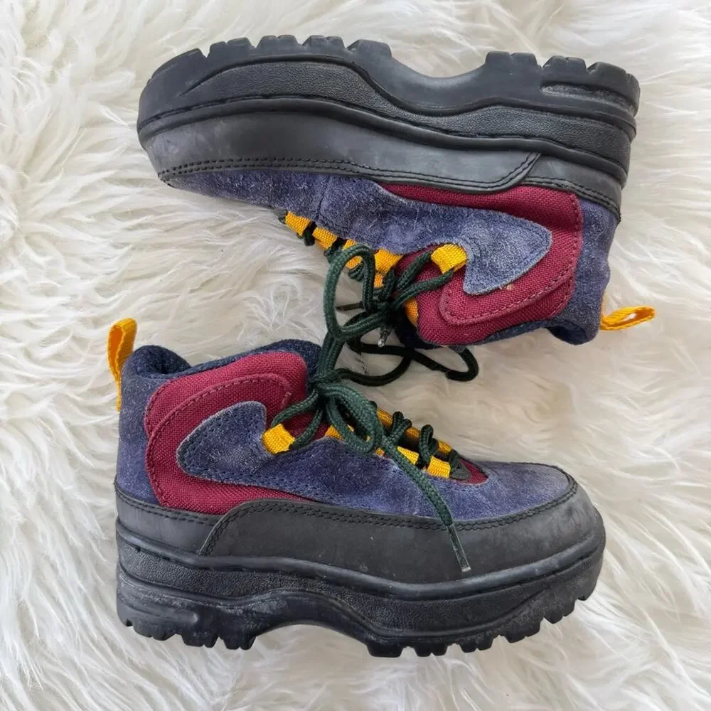 Gymboree Vintage 90s Boys Boots Shoes Colorblock Retro Low Hiking Chunky Unisex